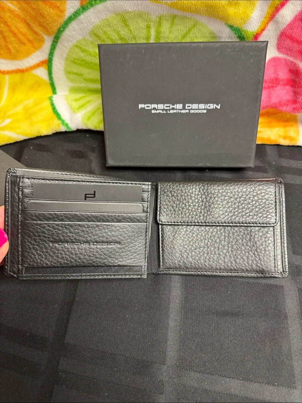 Porsche Design Bifold Black Pebble Leather Wallet
